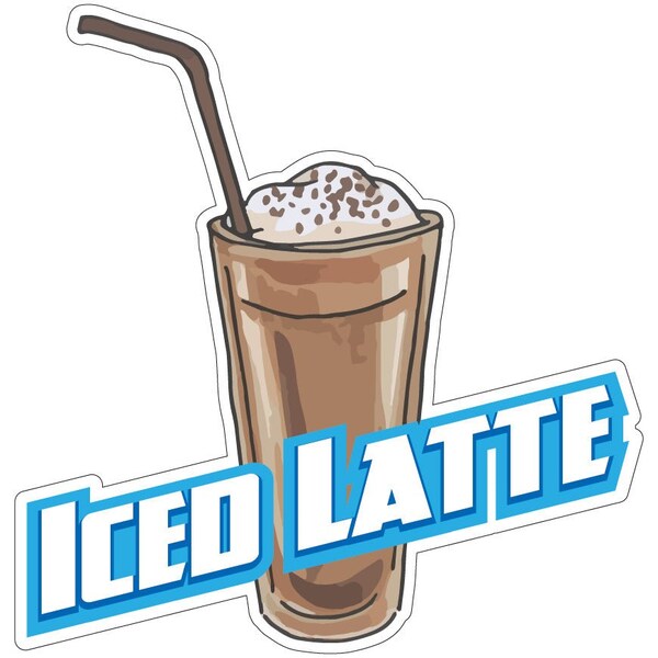 Signmission Iced Latte Decal Concession Stand Food Truck Sticker, 8" x 4.5", D-DC-8 Iced Latte19 D-DC-8 Iced Latte19 - main